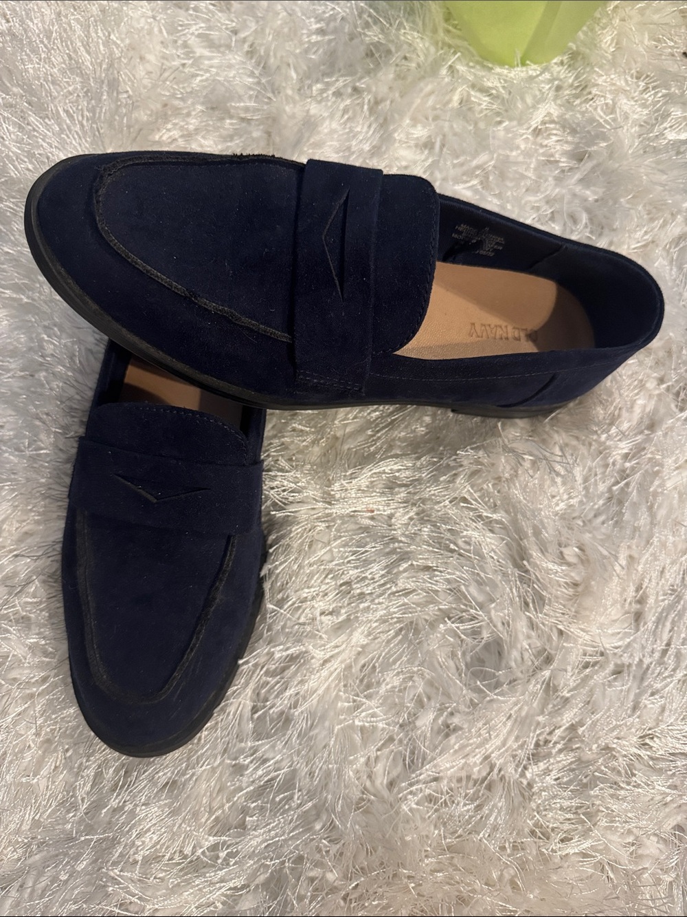 Women’s Navy Suede Penny Loafers